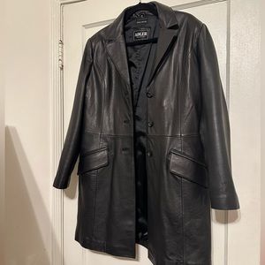 Adler black lamb leather coat size L EUC